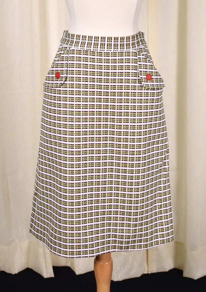 1960s Vintage Button Pocket Skirt