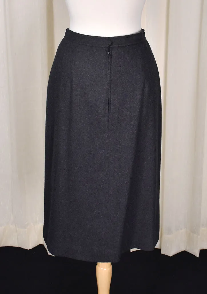 1970s Charcoal Wool Pleat Skirt