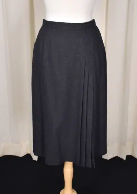 1970s Charcoal Wool Pleat Skirt