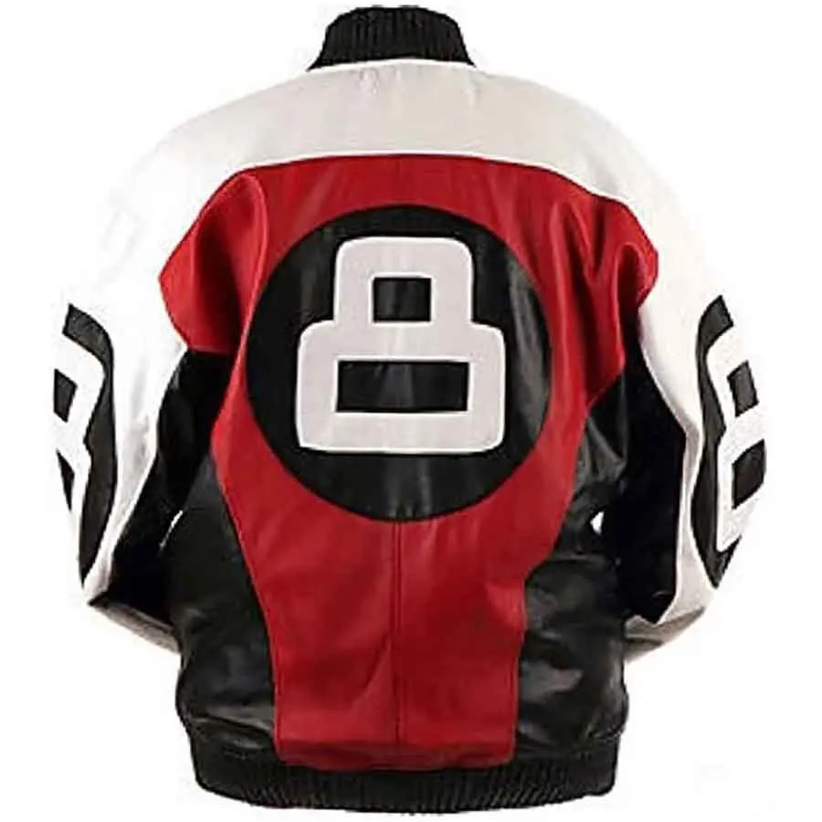 8 Ball Logo Bomber Leather Jacket Mens