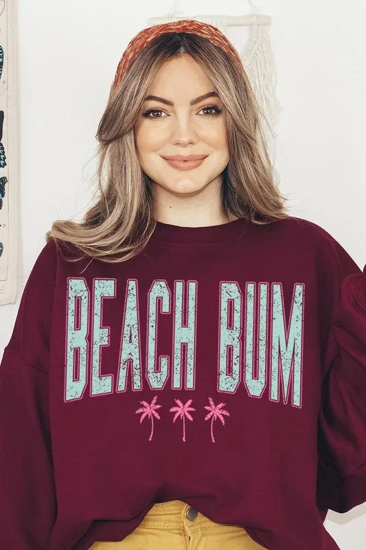 Beach Bum Oversized Graphic Fleece Sweatshirts