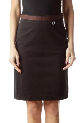 Black Brown Waist Pencil Skirt