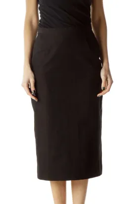 Black Fitted Midi Skirt