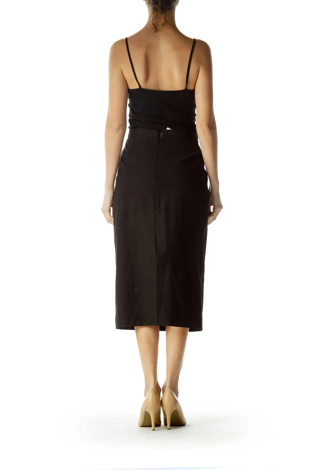 Black Fitted Midi Skirt