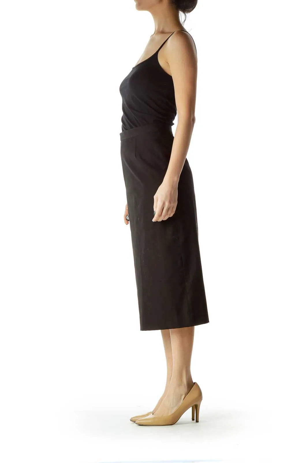 Black Fitted Midi Skirt