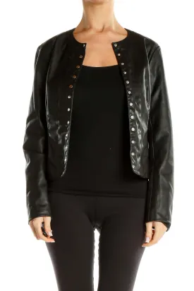 Black Metal Studded Motorcycle Jacket