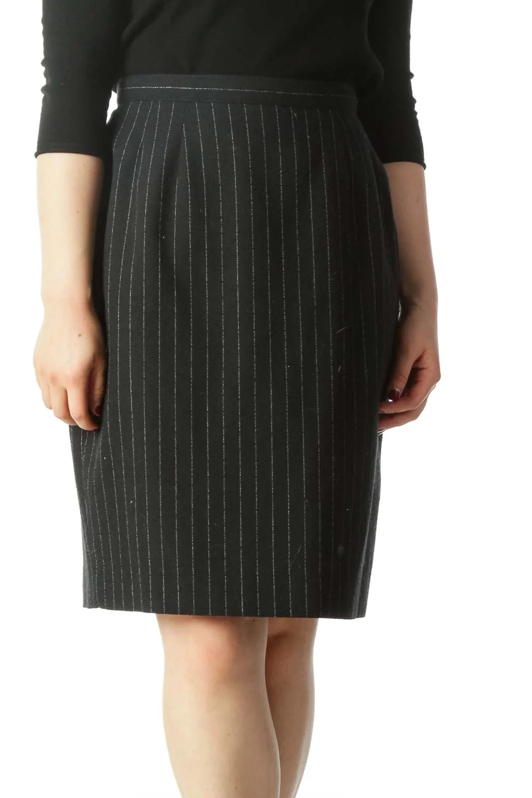 Black Pinstripe Skirt