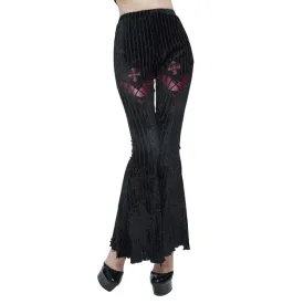 Black Velvet Gothic Cross Flared Legging Pants