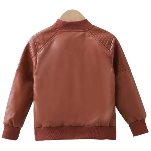 Boys Leather Bomber Jacket