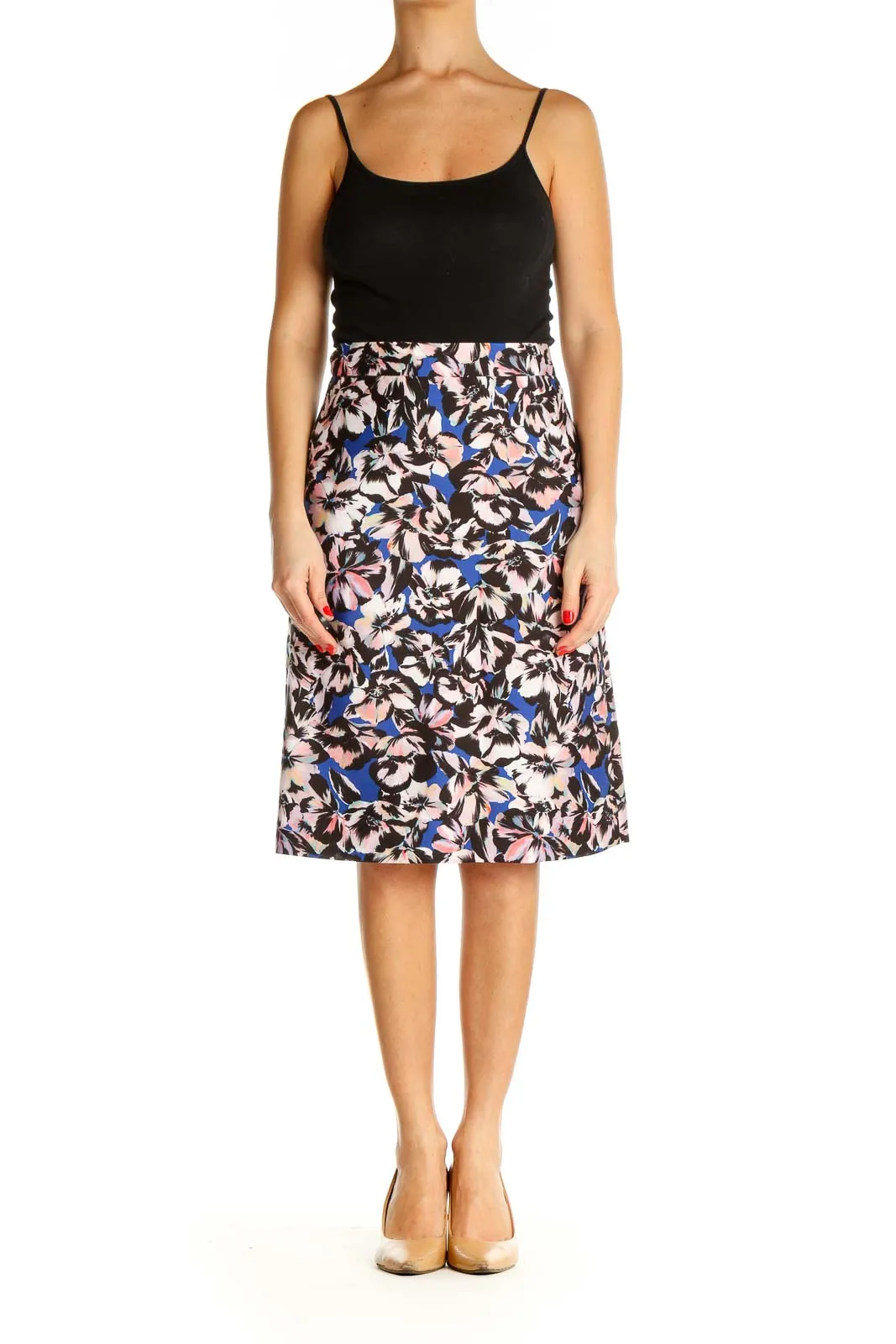 Brown Floral Print Brunch A-Line Skirt