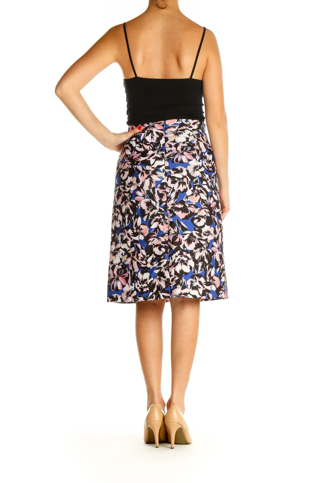 Brown Floral Print Brunch A-Line Skirt