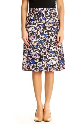 Brown Floral Print Brunch A-Line Skirt