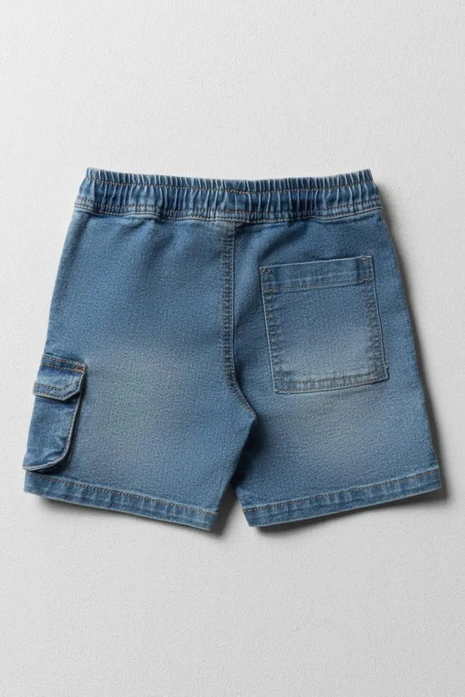 Cargo Denim Shorts Light Blue