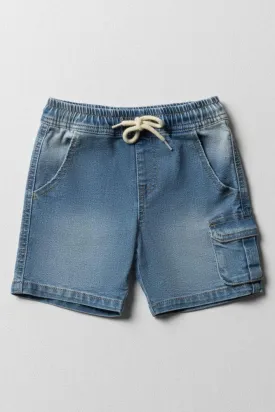 Cargo Denim Shorts Light Blue