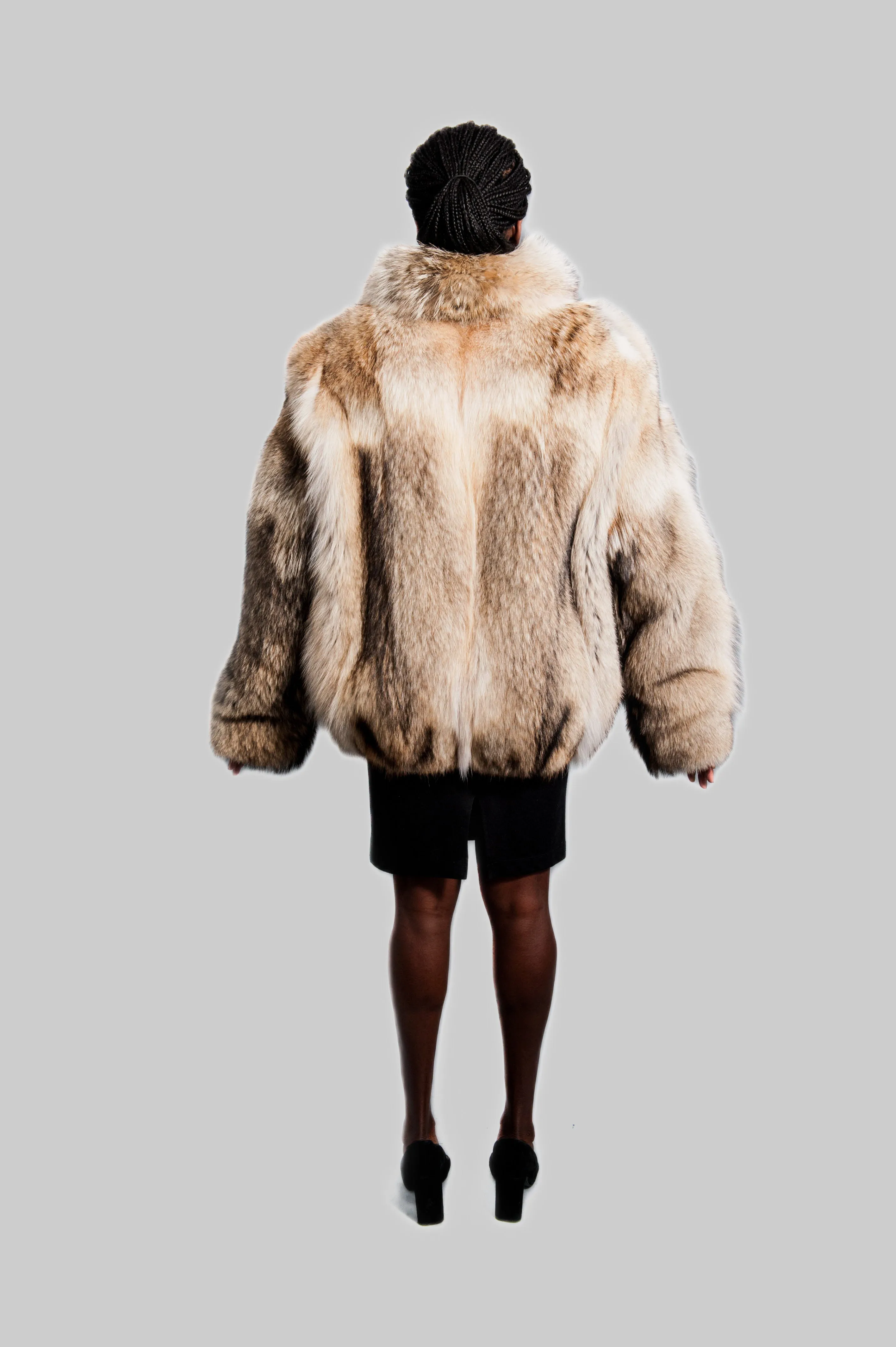 Coyote Fur Bomber Jacket