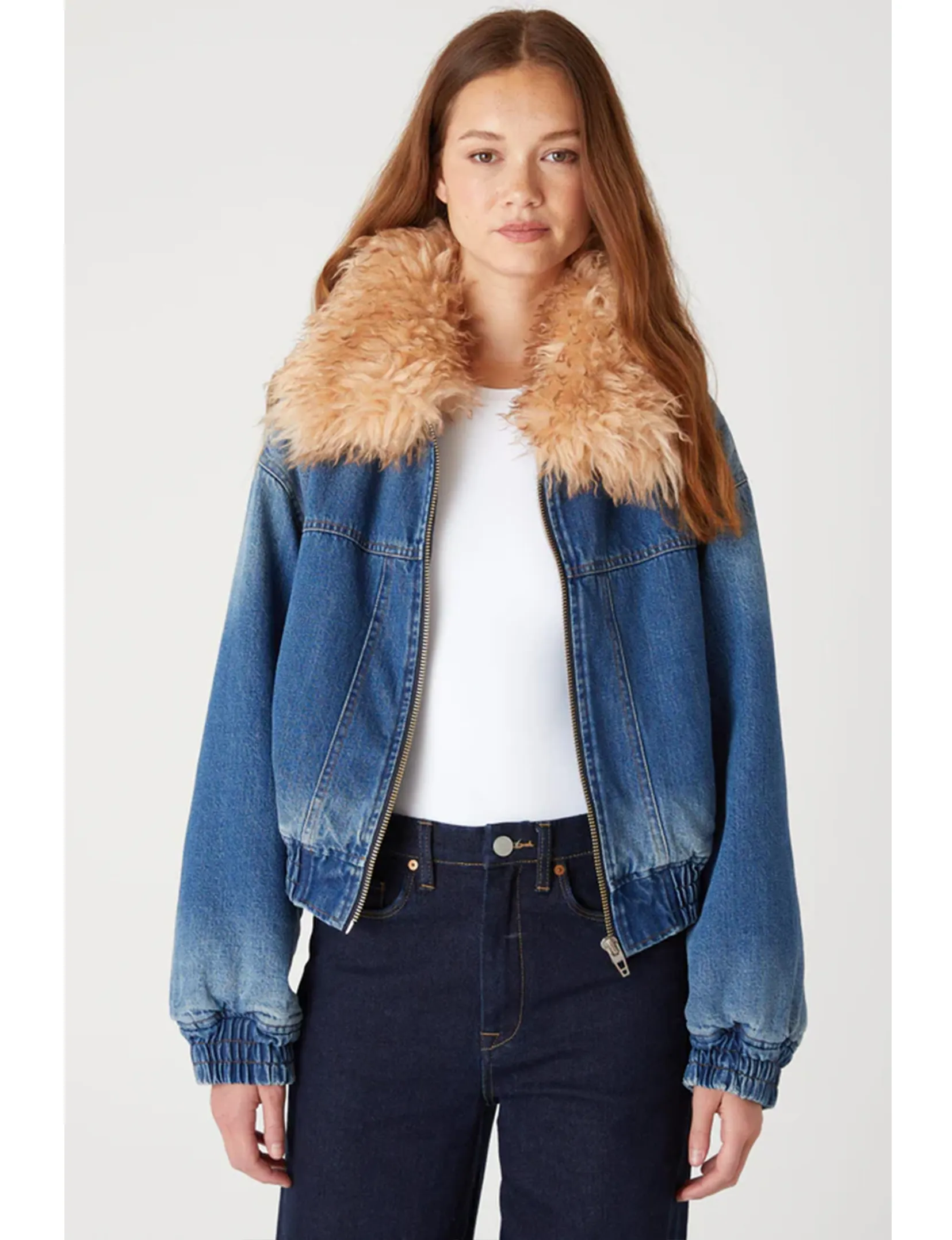 Denim Bomber Jacket, Cozy Up