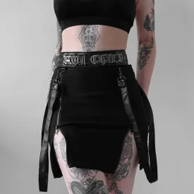 Double zippers gothic slit skirt