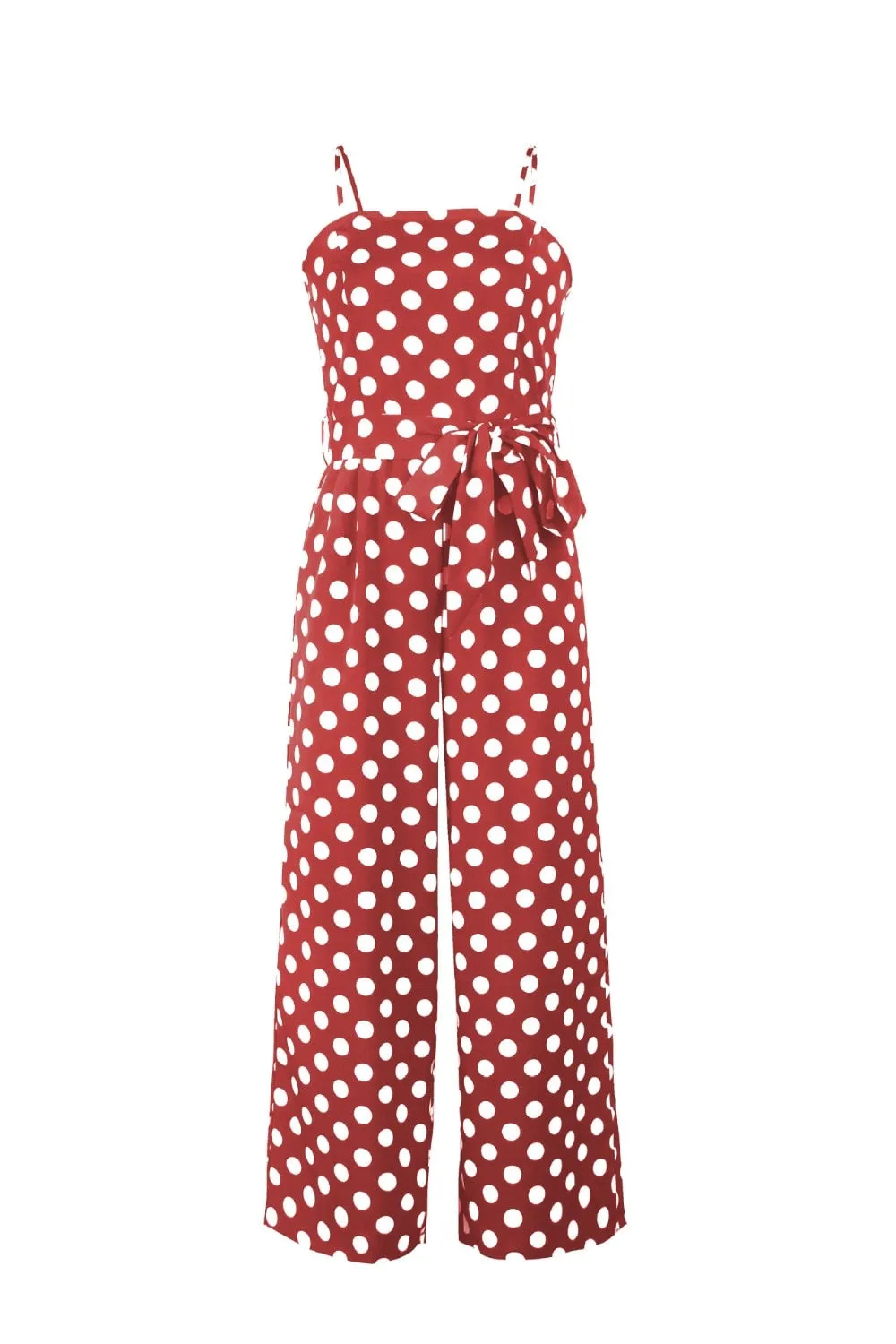 Elegant Stylish Ladies' Polka Dot Print Lace-up Jumpsuits