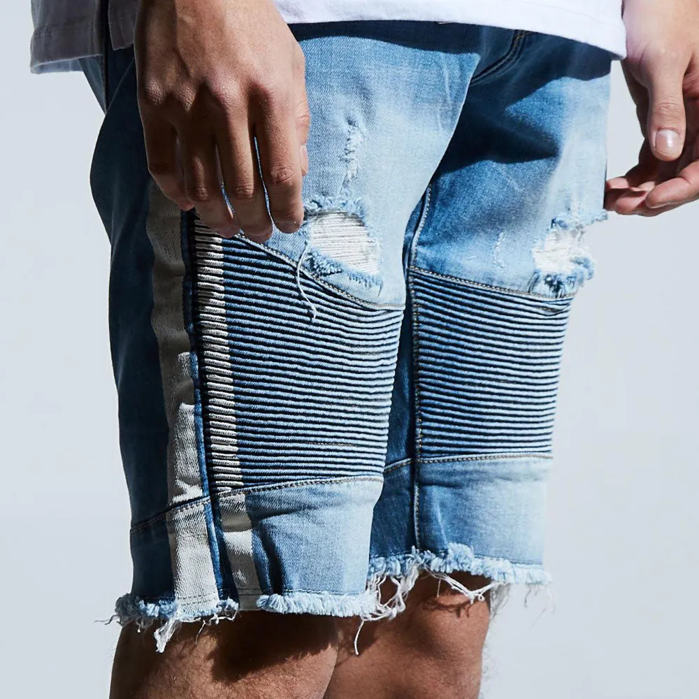 Embellish Bolt Biker Shorts Blue White