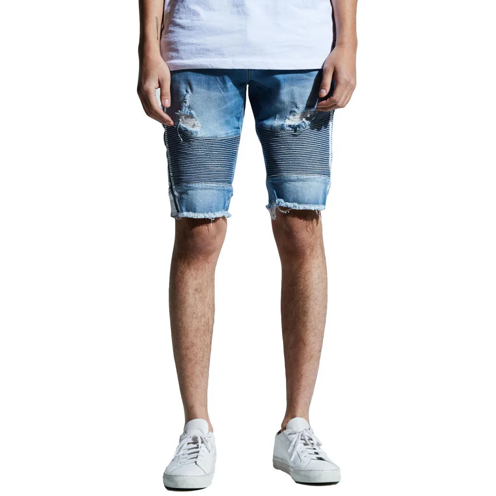 Embellish Bolt Biker Shorts Blue White