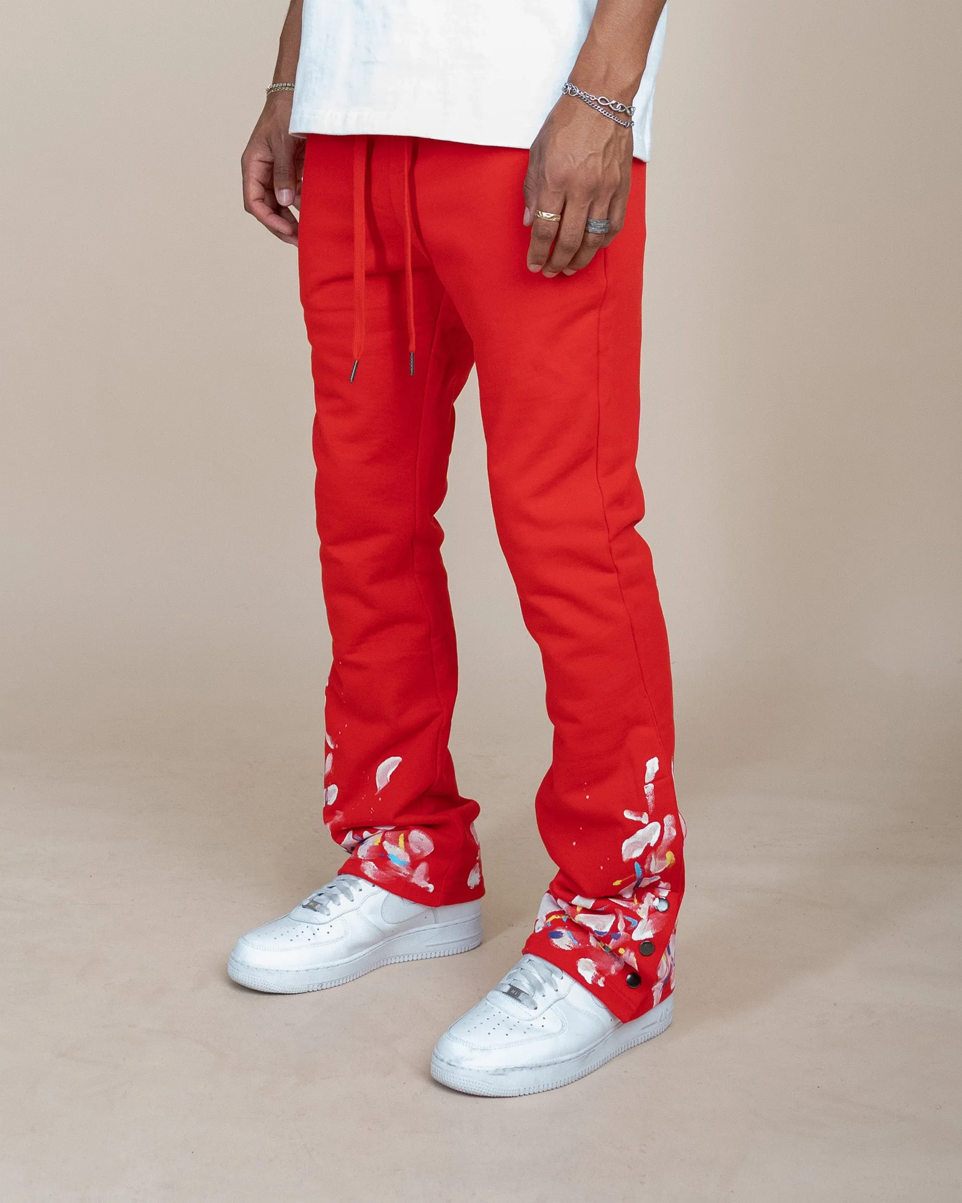 EPTM PAINT SNAP FLARED PANTS - RED