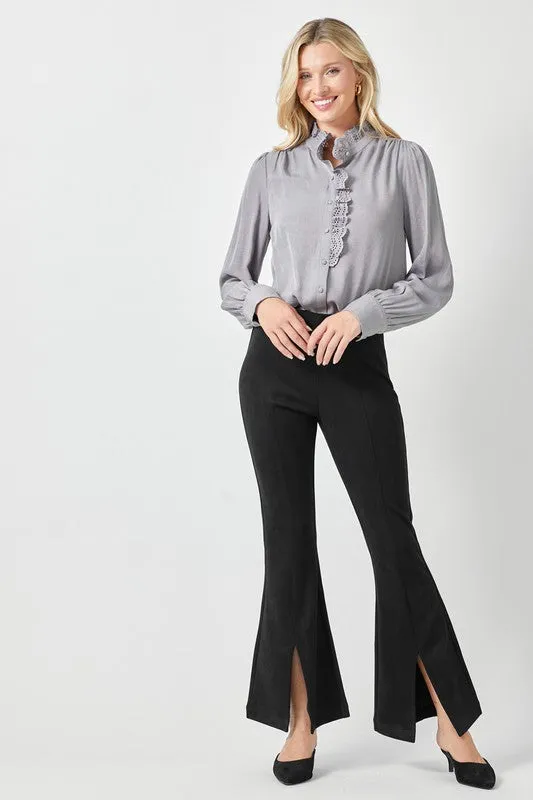 Flared Hem Split Pants