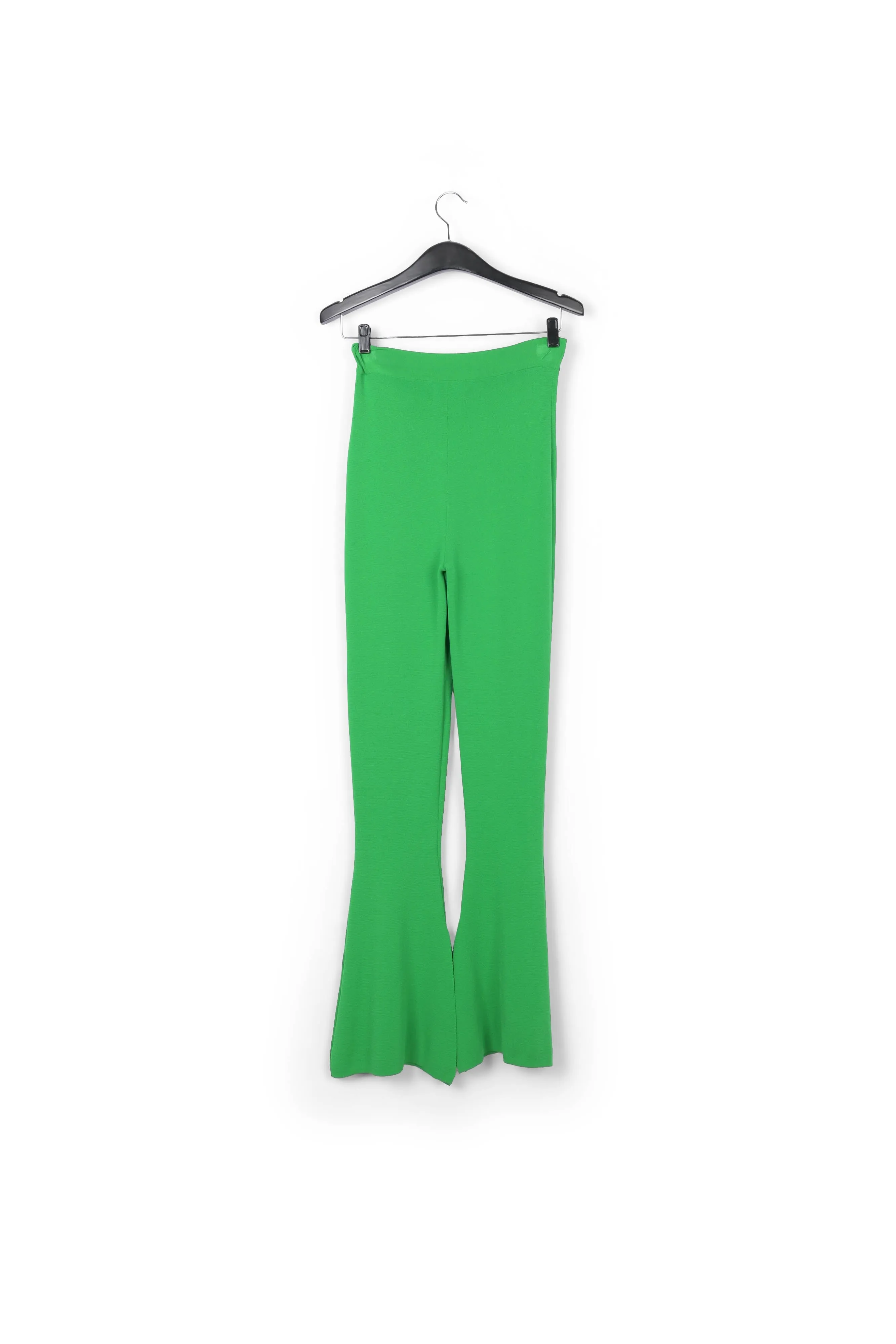 Green flared knitted pants