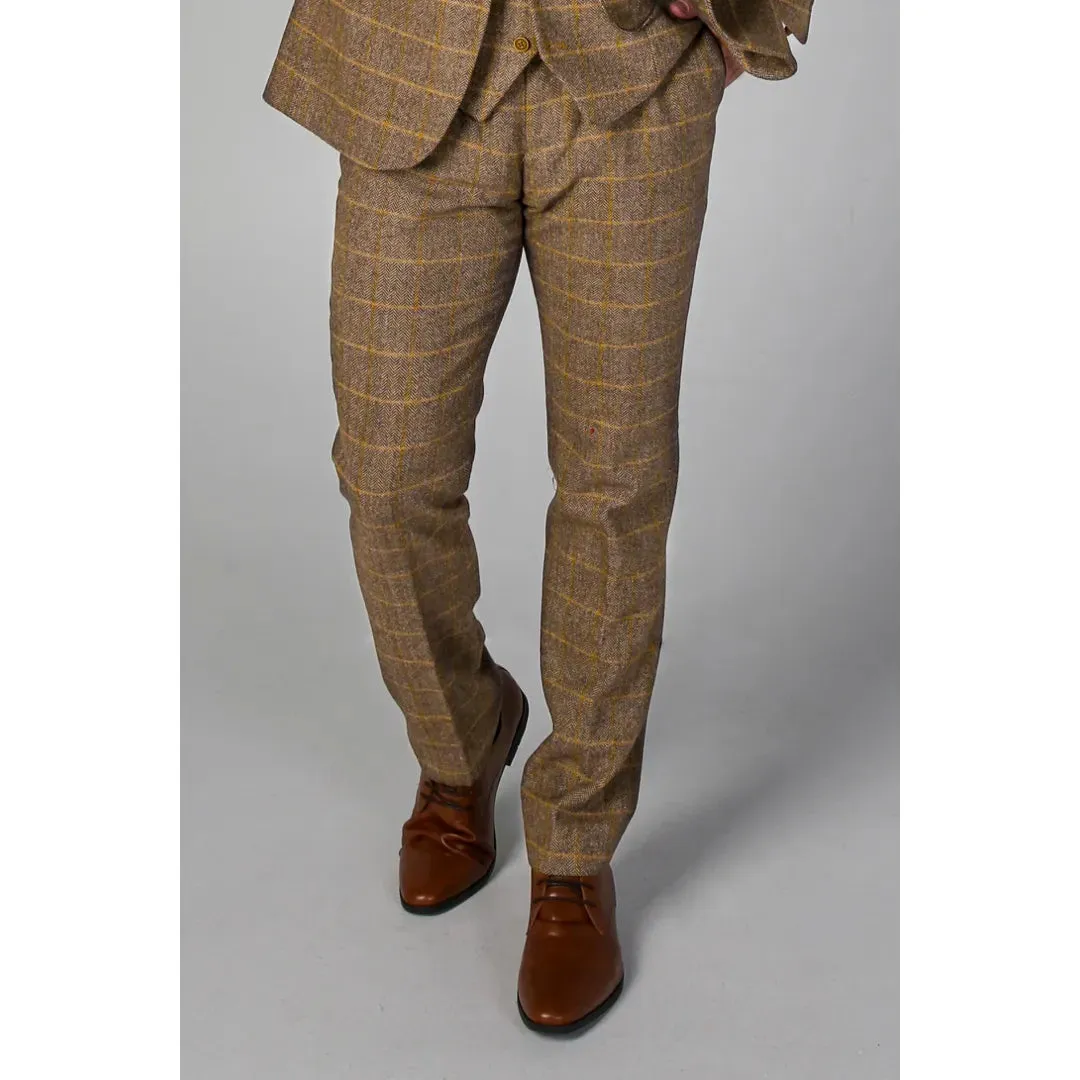 Harris - Men's Brown Tweed Trousers