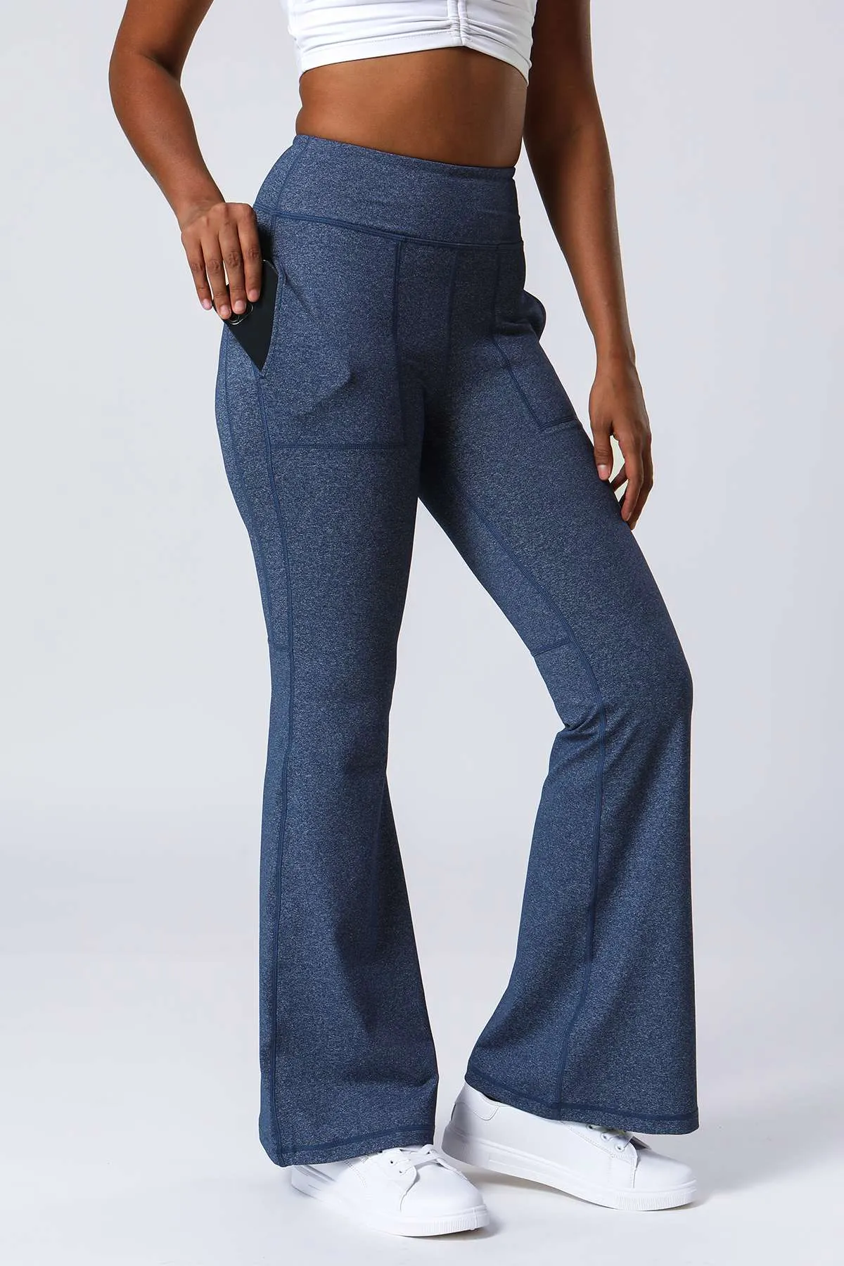 High Waist Flared Pants with Pockets