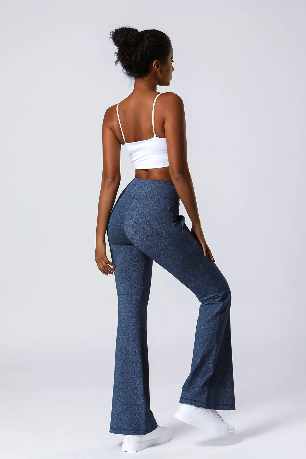 High Waist Flared Pants with Pockets