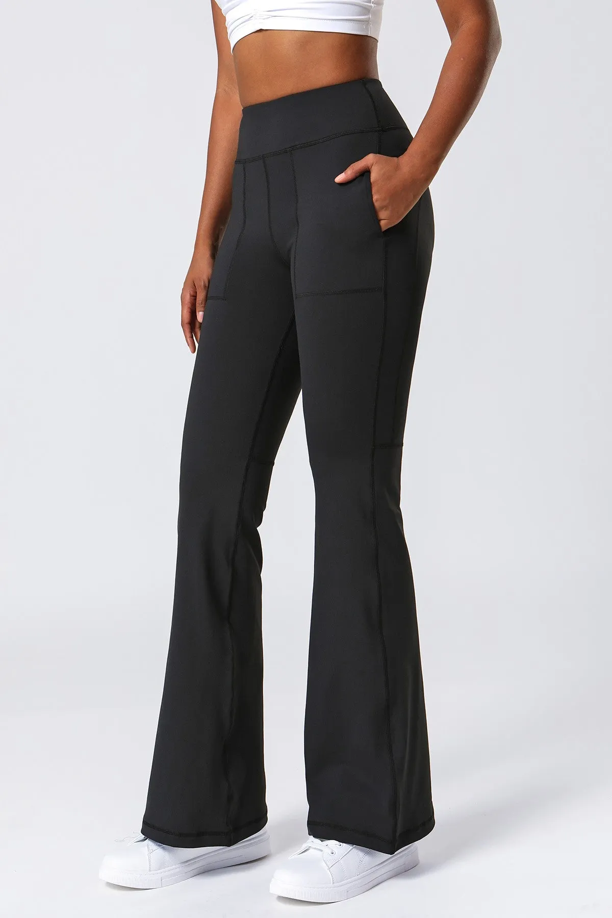 High Waist Flared Pants with Pockets