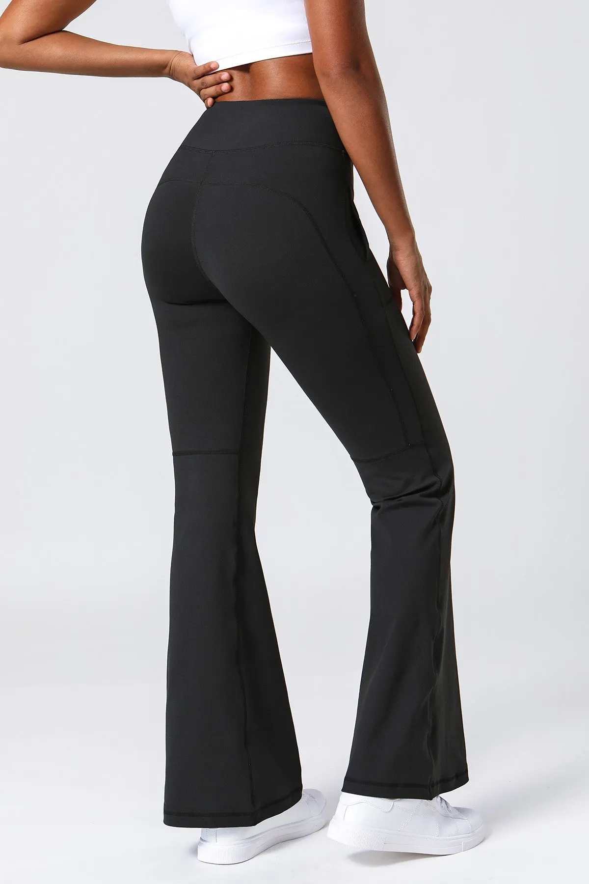 High Waist Flared Pants with Pockets