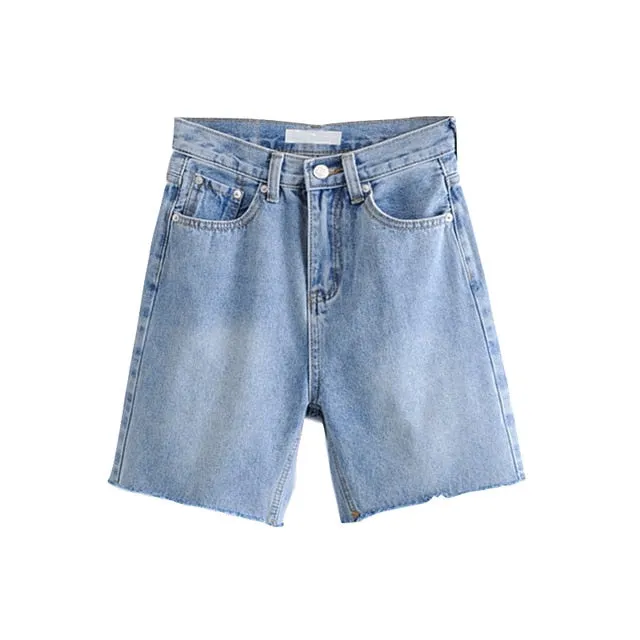 High Waist Slim Denim Shorts Bermuda Plus Size Woman  Tassel Tight Five-point Denim Shorts Washed Sexy Female summer