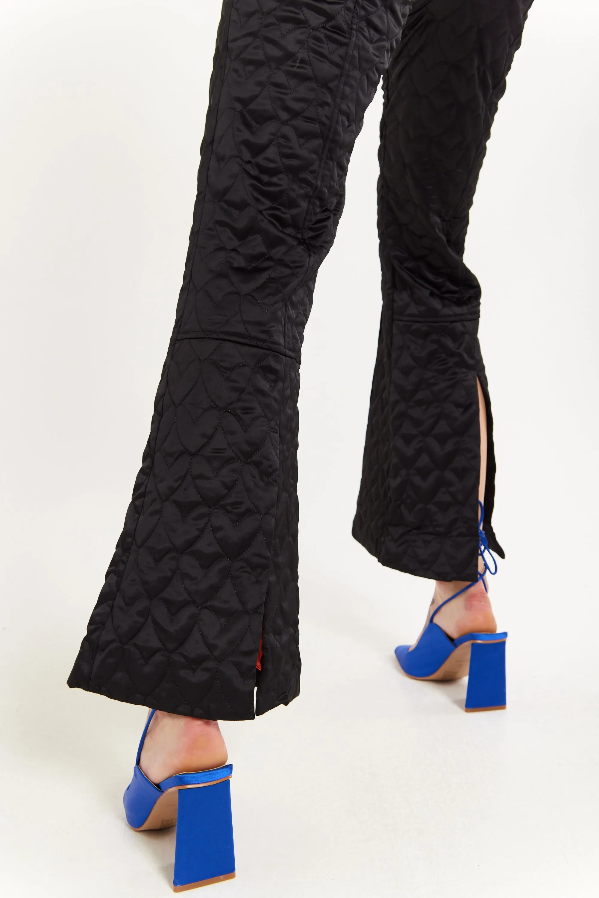 House Of Holland Heart Quilted Trousers in Black