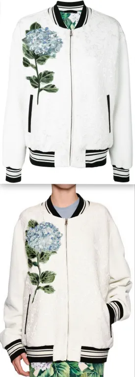 Hydrangea Jacquard Bomber Jacket