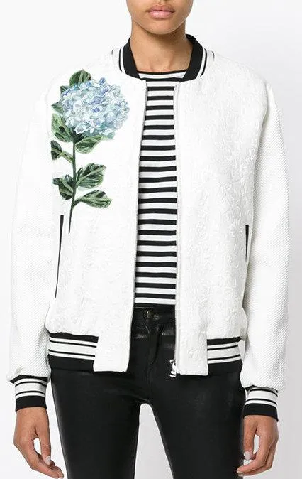 Hydrangea Jacquard Bomber Jacket