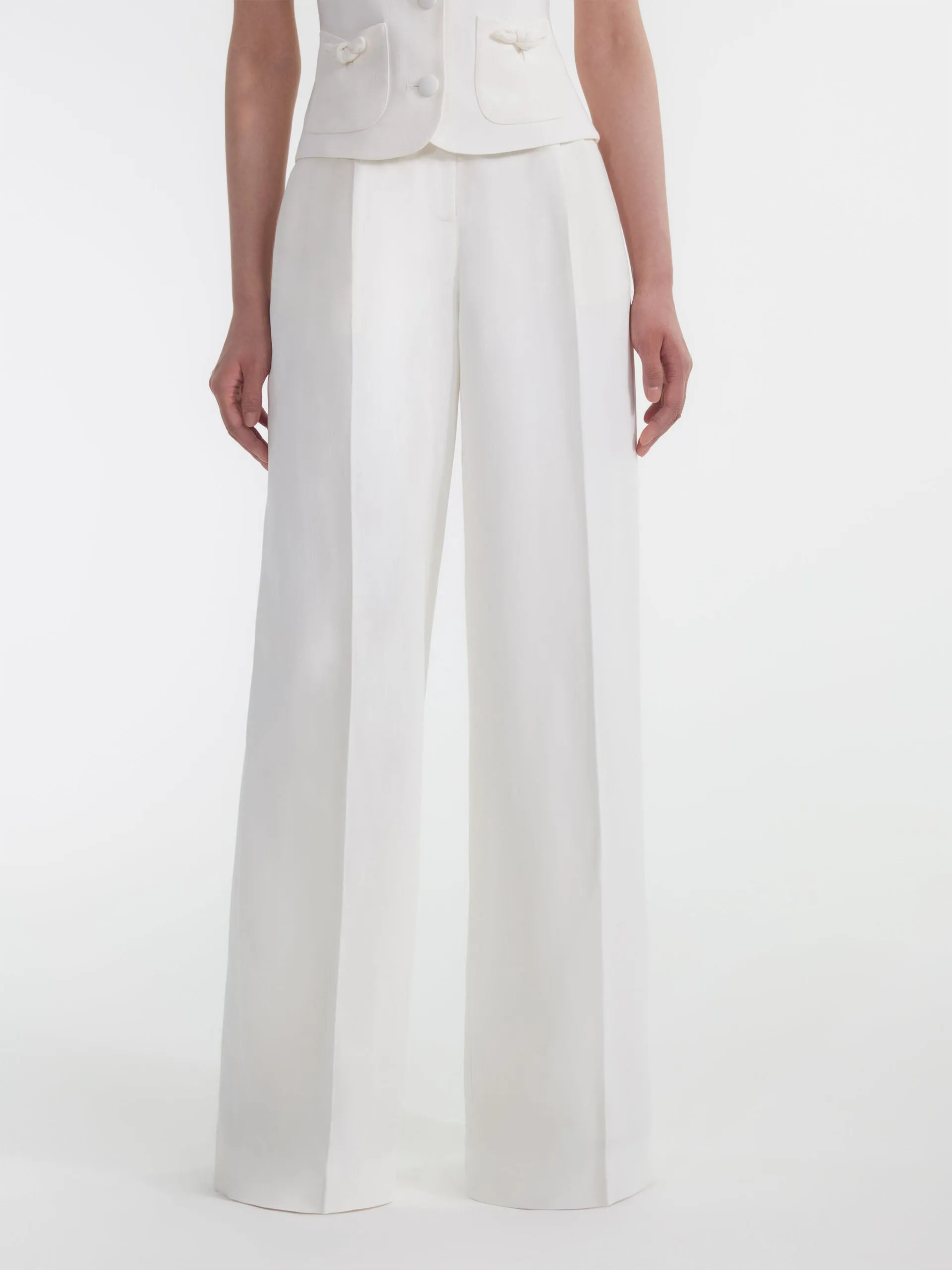 Ivory wide tailored trousers