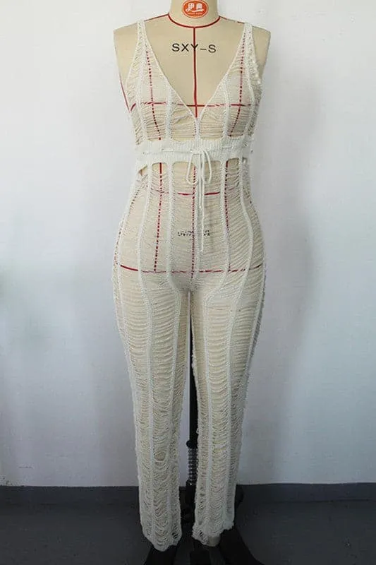 JA310 Crochet Sleeveless Jumpsuits