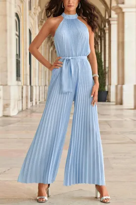 JC494 Halter Pleated Jumpsuits