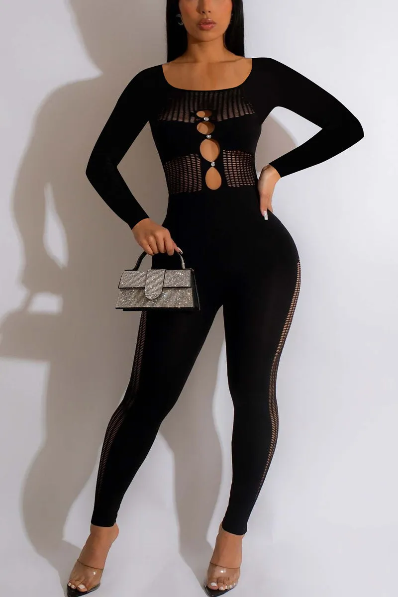 JH0457 Rhinestones Bodycon Jumpsuits