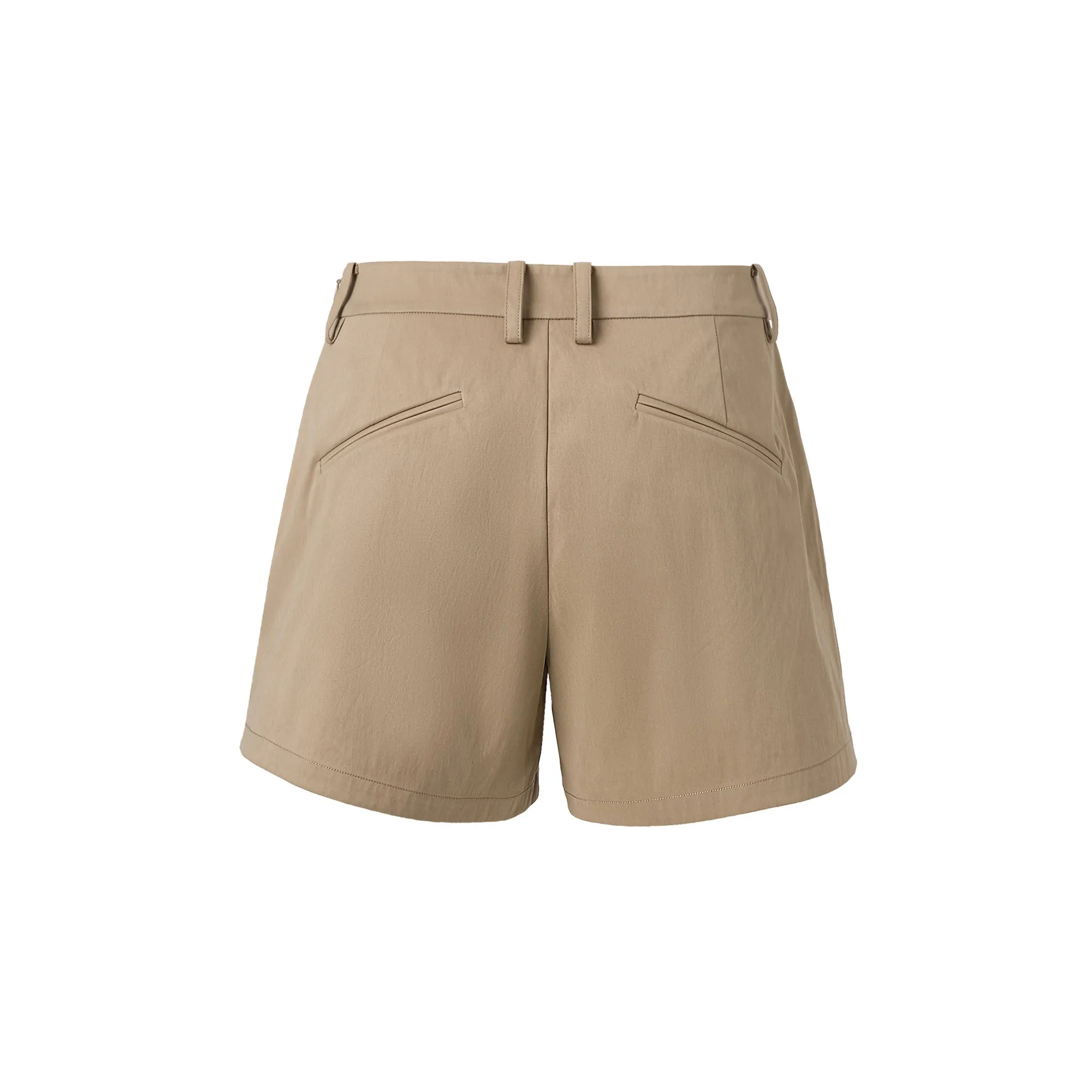 Khaki Low-waist Pleated Skorts