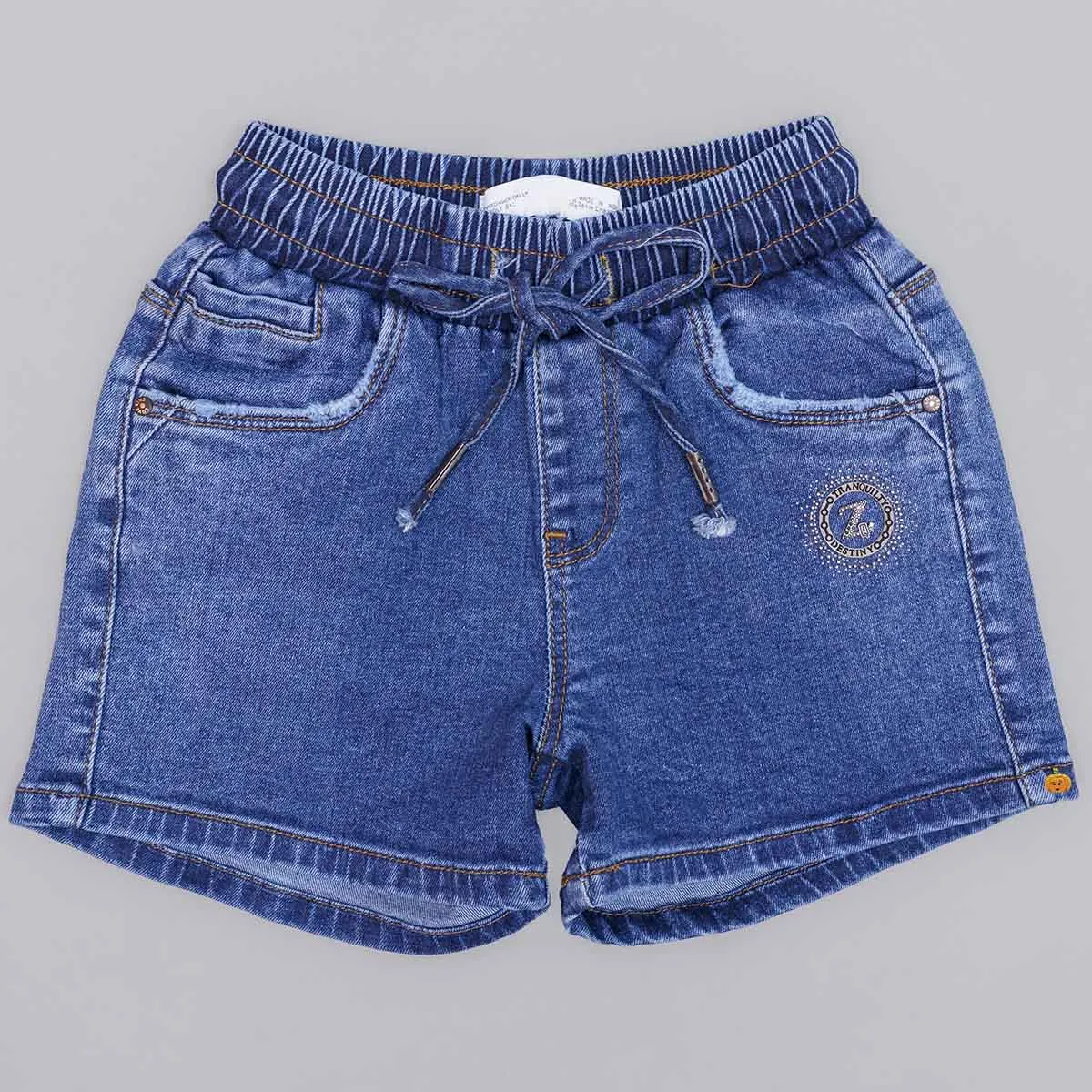 Light & Dark Blue Drawstring Girls Shorts