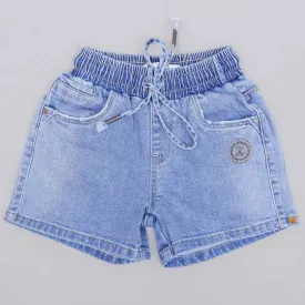 Light & Dark Blue Drawstring Girls Shorts