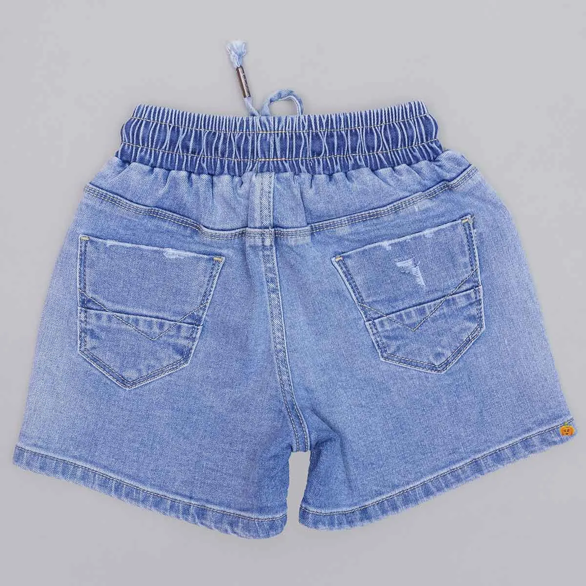 Light & Dark Blue Drawstring Girls Shorts