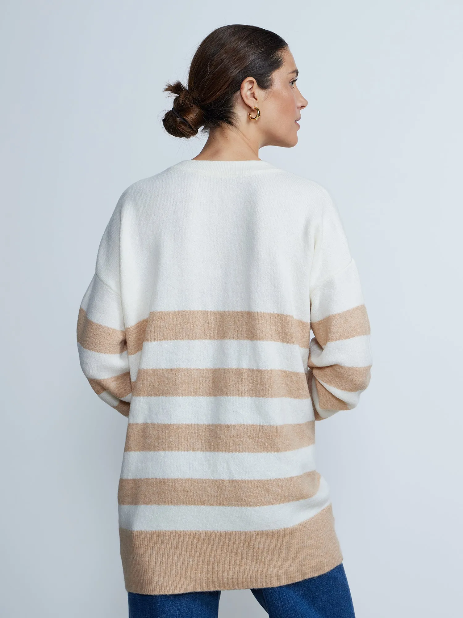 Long Sleeve V-Neck Striped Sweater