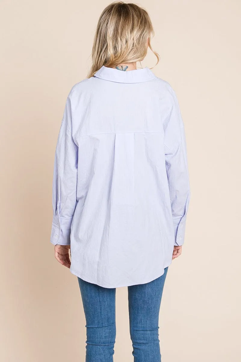 Low Shoulder Button up Cotton Shirts Blouse