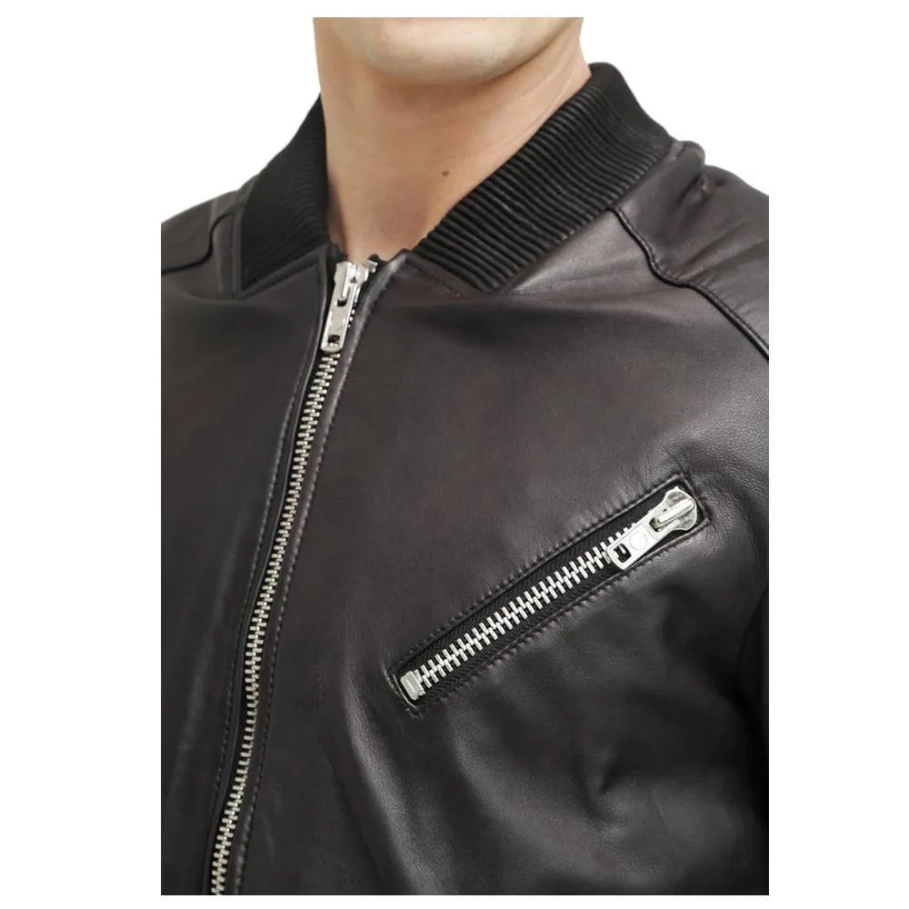 Men American Bomber Leather Jacket