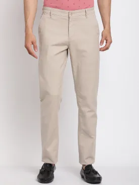 Men's Formal Flat front Beige  Trousers