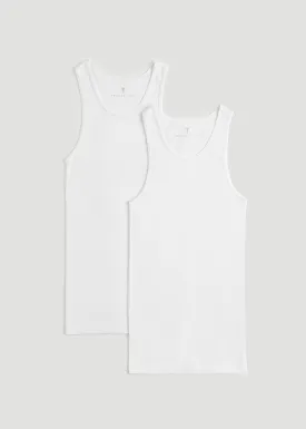 Men's Tall Ribbed Undershirt Tank Top in Bright White (2-Pack)