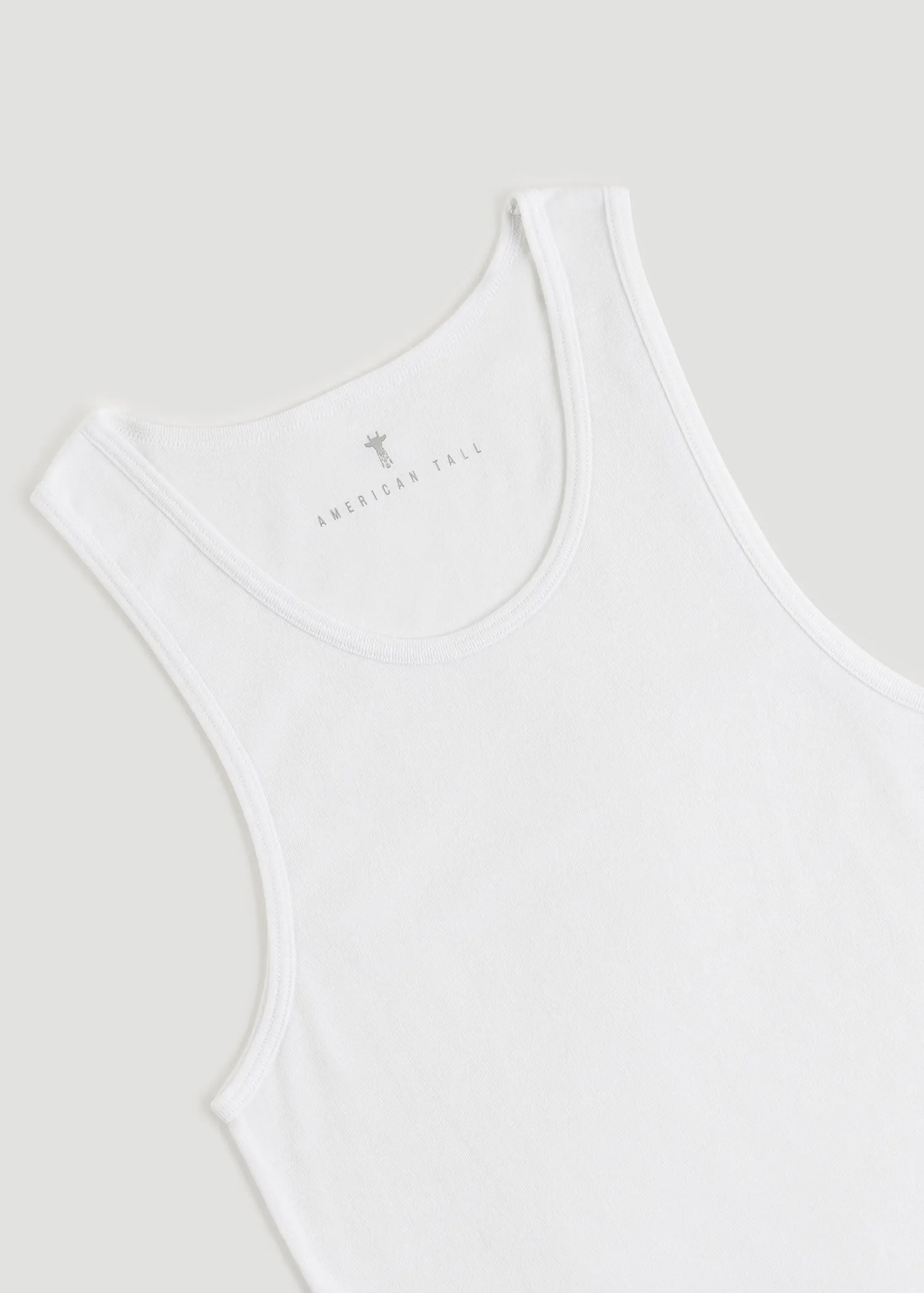 Men's Tall Ribbed Undershirt Tank Top in Bright White (2-Pack)